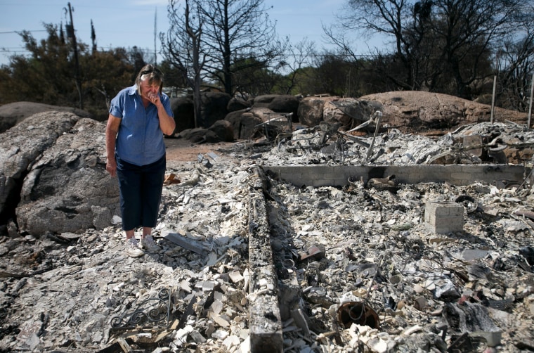 Judy Aldridge, a resident of Glen Ilah, Arizona for 32- years, looks on in the debris of what was her home which was completely destroy by the Yarnell Hill fire.