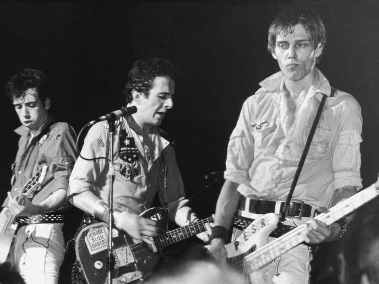 Image: From left to right, Mick Jones, Joe Strummer and Paul Simonon of punk rock band The Clash, circa 1980. (Photo by Hulton Archive/Getty Images)