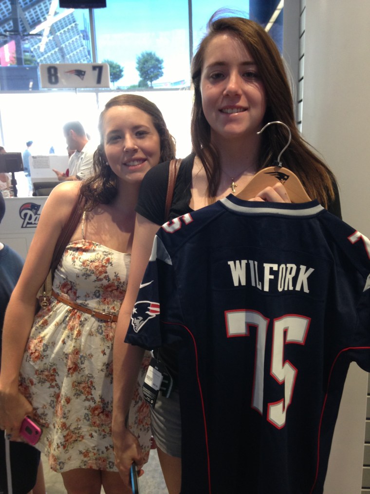 Katherine Pearce traded in her Hernandez jersey for a Wilfork jersey