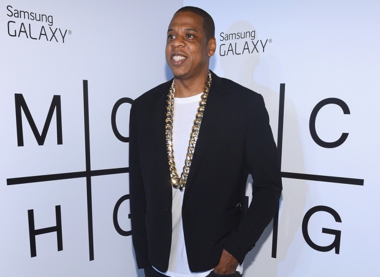 BROOKLYN, NY - JULY 03: JAY Z attends JAY Z and Samsung Mobile's celebration of the Magna Carta Holy Grail album, available now through a customized ...