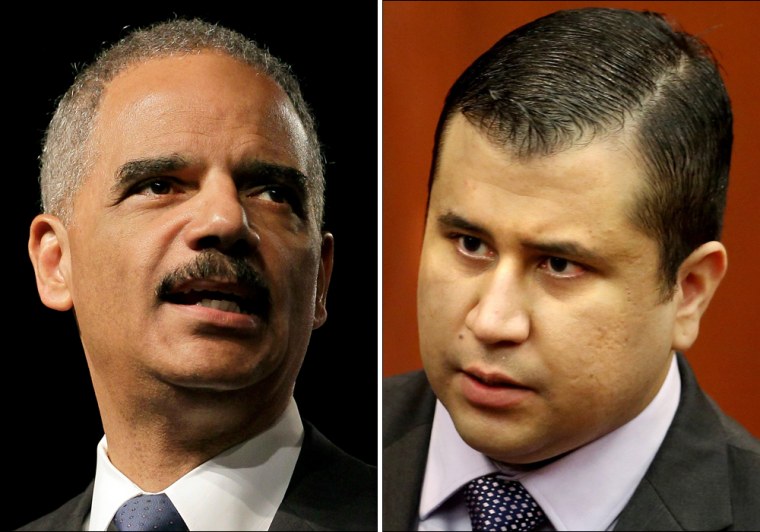 Attorney General Eric Holder (left) and George Zimmerman