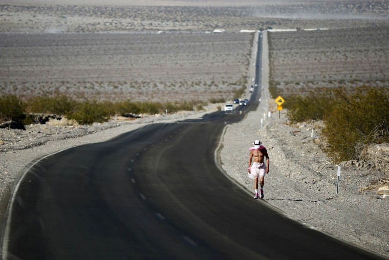 Keith Straw, 58, competes during the Badwater Ultramarathon in Death Valley National Park, Calif. July 15, 2013.