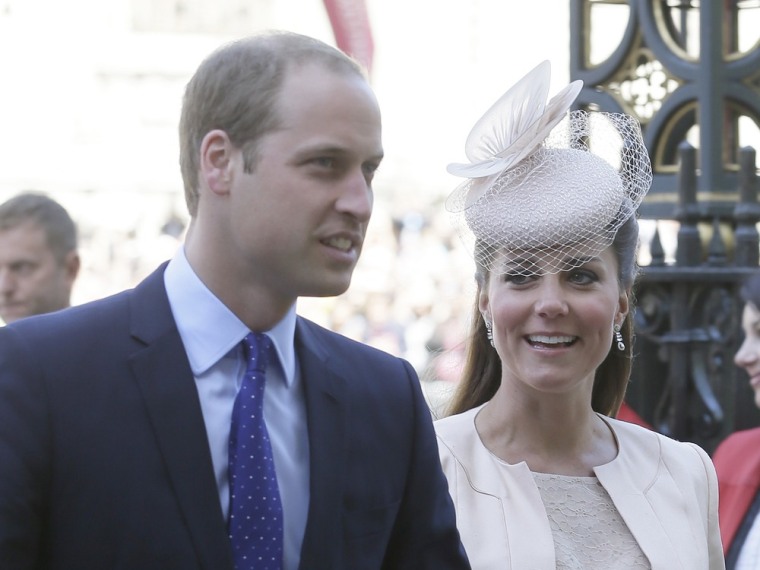 Britain's Prince William and Kate, Duchess of Cambridge,arrive for a service to celebrate the 60th anniversary of the coronation of Britain's Queen El...