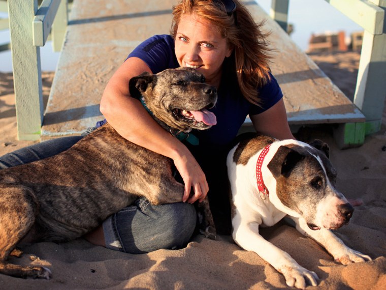 Image: Lori Fusaro with her two dogs, Gabby and Sunny