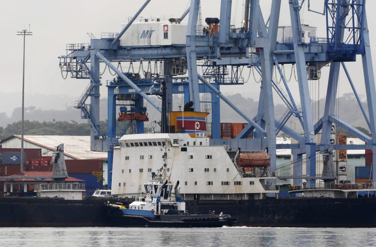 The Chong Chon Gang docks at the Manzanillo International Container Terminal in Colon City, Panama, on Tuesday.
