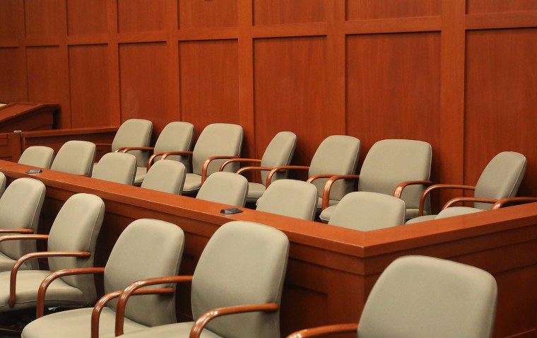 The empty jury box for the George Zimmerman trial in Sanford, Fla., is seen on June 17.