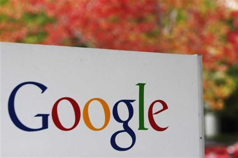 A sign is seen at Google headquarters in Mountain View, Calif., Wednesday, Oct. 14, 2009. Google Inc. is scheduled to report quarterly earnings after ...