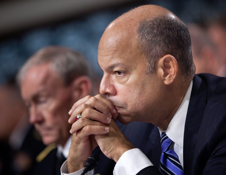 Jeh Johnson, former general counsel for the Defense Department, is shown at a hearing of the Senate Armed Services Hearing on Nov. 10, 2011.