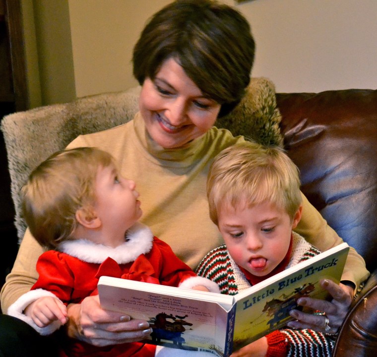 Image: Rodgers, with her children, Grace and Cole.