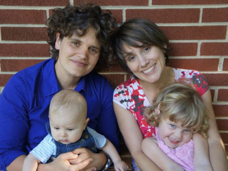 Marcie and Chantelle Fisher-Borne with their children, Eli and Miley.