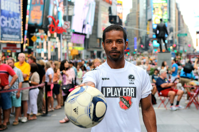 Donnie Nicholson on July 29th, 2012 at the 2012 Street Soccer USA National Cup in Times Square