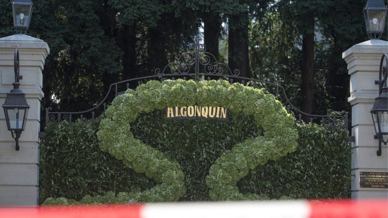 Tina Turner's Swiss Algonquin villa entrance, shielded for her wedding celebration.