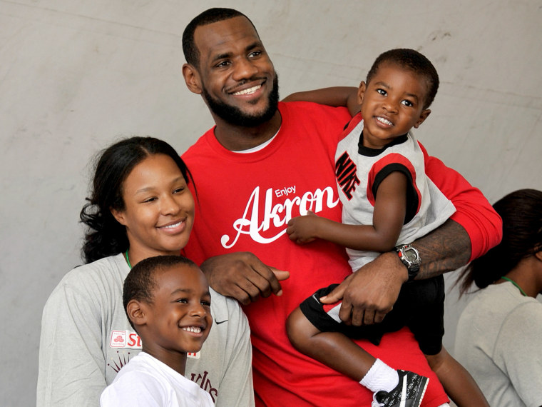 Image: LeBron James with his family