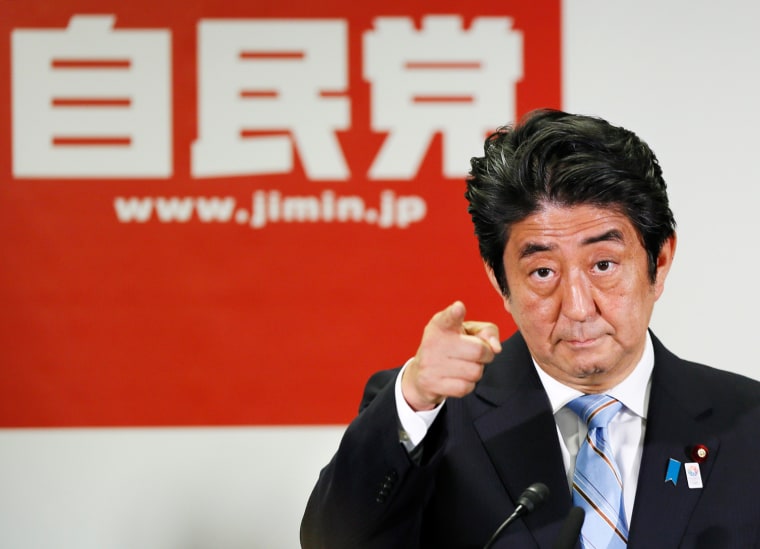Japanese Prime Minister Shinzo Abe attends a news conference in Tokyo, Monday.