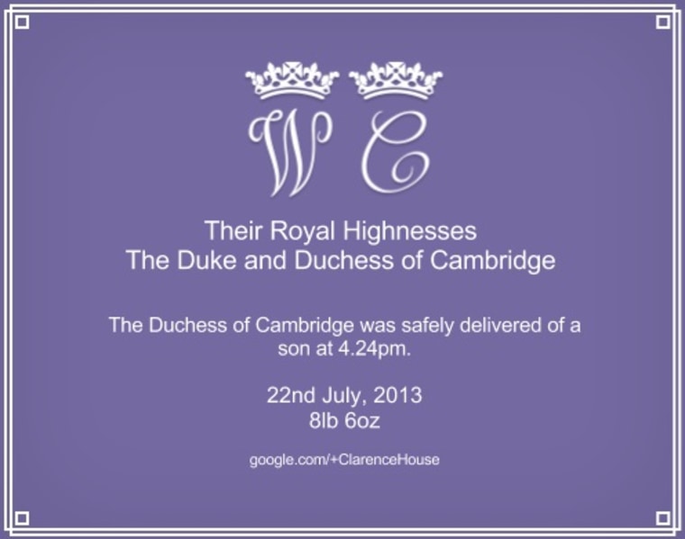 Image: Google+ card for royal baby