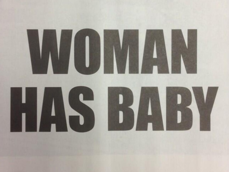"WOMAN HAS BABY" was the headline on the cover of Britain's satirical magazine, Private Eye.