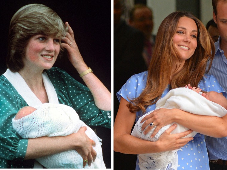 Paying tribute? Like Princess Diana, Duchess Kate addressed the crowds outside St. Mary's hospital in a loose polka-dot gown.