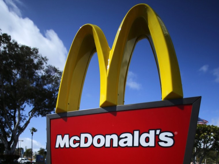 A McDonald's restaurant sign is seen at a McDonald's restaurant in Del Mar, California in this file photo taken April 16, 2013. McDonald's Corp said ...