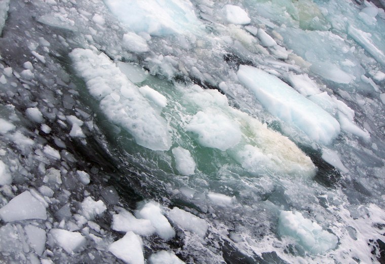 ice, sea water and methane bubbles are a common sight along the East Siberian Arctic Shelf