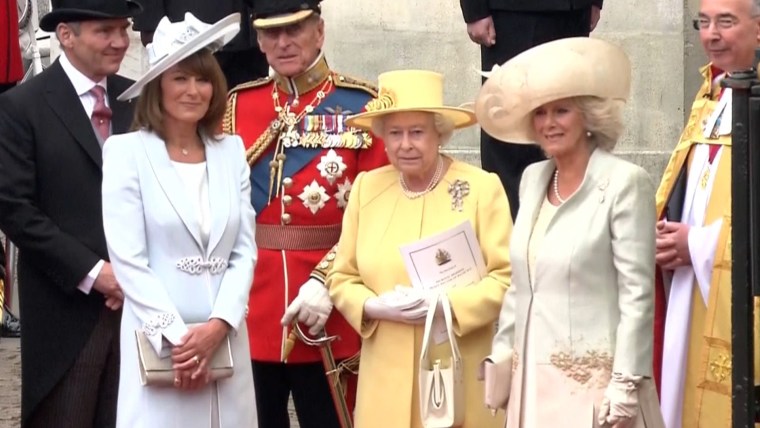 Carole Middleton joins Prince Philip, Queen Elizabeth and Duchess Camilla at Will and Kate's wedding.