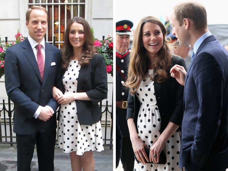 Heidi Agan, seen here with Prince William look-alike Simon Watkinson, shopped high and low to get this Topshop maternity dress that the real Duchess Kate wore in April 2013.