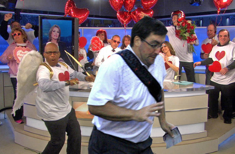 A Valentine's Day party on the set of TODAY is in full swing when it gets crashed by \"In the Way Guy.\"