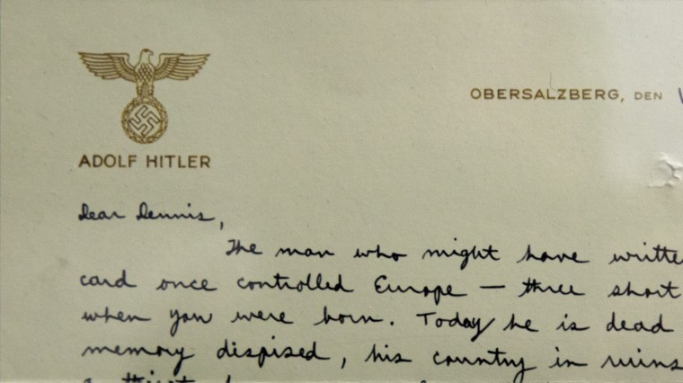 After the Allies formally accepted the surrender of Nazi Germany in 1945, OSS agent and future CIA Director Richard Helms wrote a letter to his young son Dennis on a captured sheet of Adolf Hitler's personal stationery.