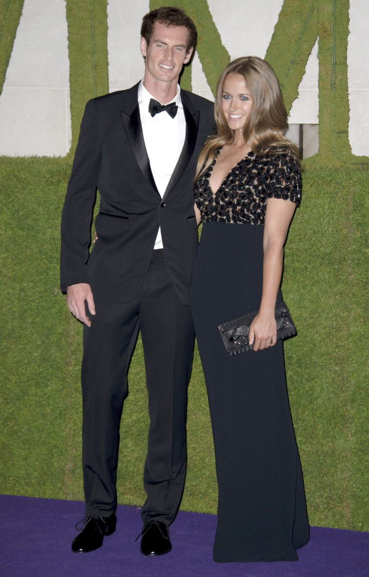 British tennis player and winner of Wimbledon 2013 Andy Murray and his partner Kim Sears arrive for the Wimbledon Champions Dinner 2013, in London, Su...