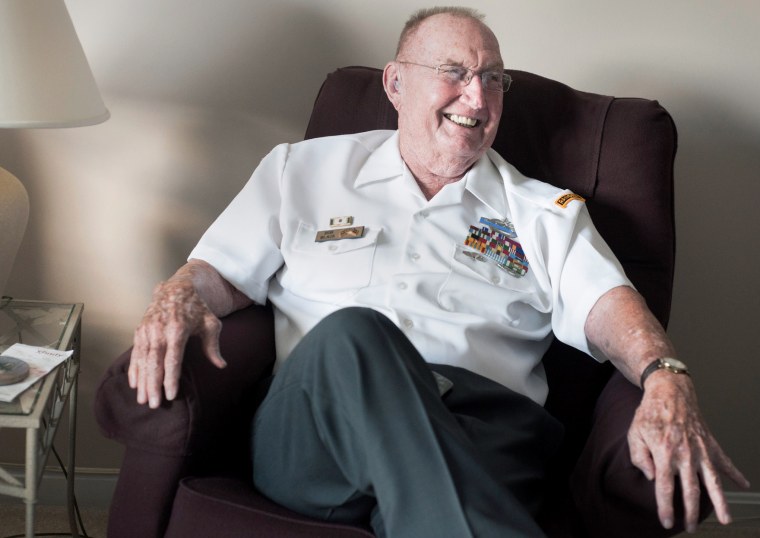 Colonel Bob Black's(Ret) speaks at his house in Carlyle, Pa as part of reunion for members of the 8th Ranger company in celebration of the 60th anniversary of the signing of the Korean Armistice Agreement. Photo by Kris Connor/Getty Images for NBC