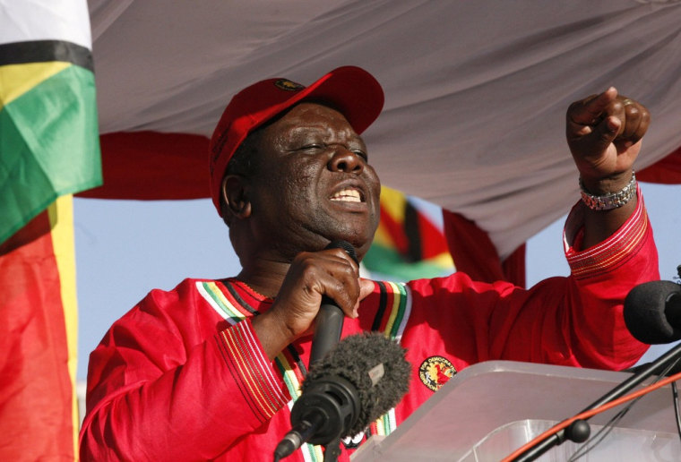 Zimbabwe opposition Movement For Democratic Change (MDC) leader Morgan Tsvangirai speaks at the launch of his party's election campaign in Marondera, about 43 miles east of Harare, July 7, 2013.