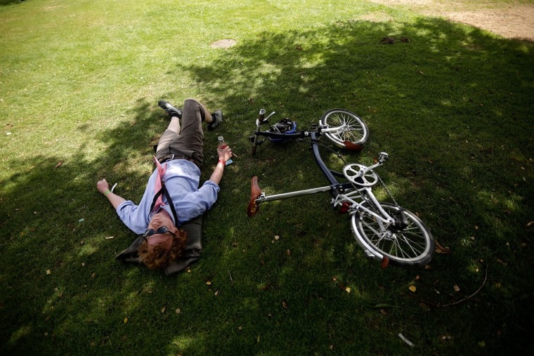 A competitor cool downs after the Brompton World Championship.