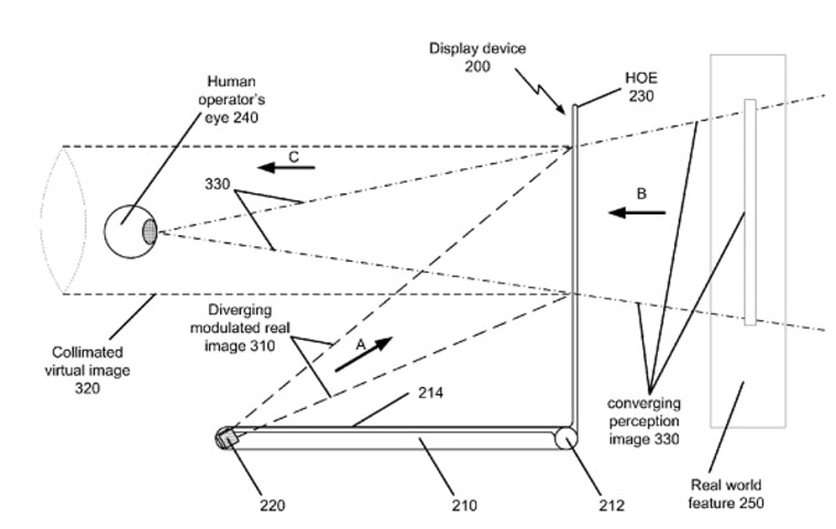 Microsoft's drawing from its patent of a laptop with transparent display technology.