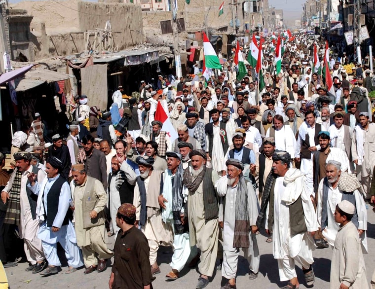 Pakistanis protest against prolonged power outages in Chaman on Friday.