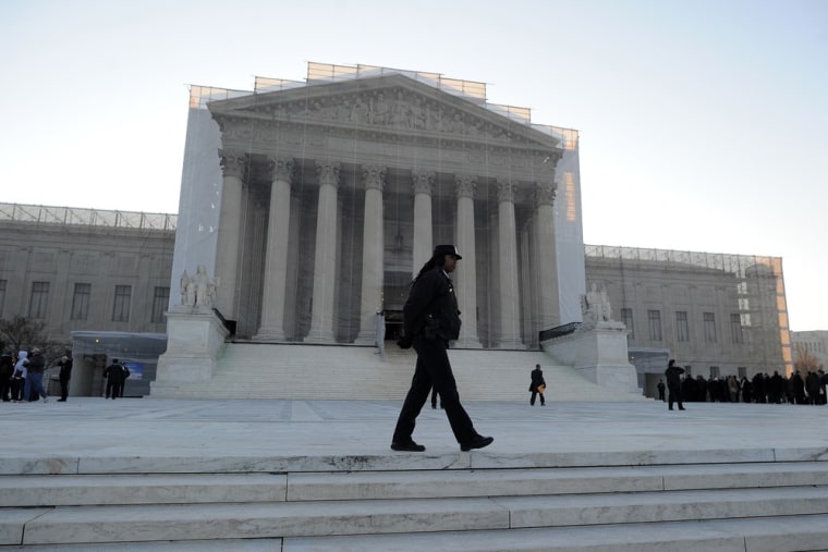 The Supreme Court is weighing whether police have the right to take a DNA sample immediately after an arrest.