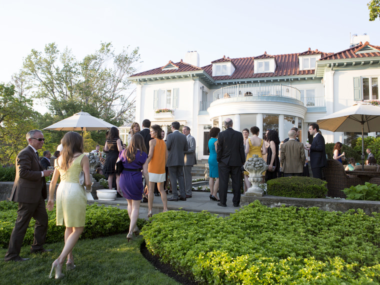 Guests make their way to the cocktail hour, held at Kathie Lee's home.