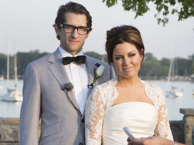 Too cute: The newlyweds pose in Kathie Lee's backyard following their wedding ceremony.