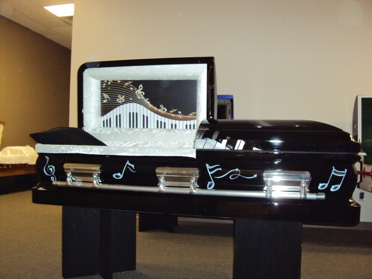 Piano-themed coffin made by 'Til We Meet Again