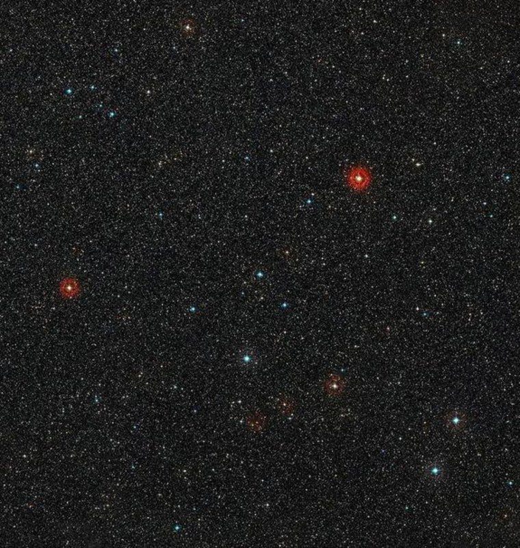 This picture shows the sky around the young star HD 95086 in the southern constellation of Carina, the keel. It was created from images from the Digitized Sky Survey 2.