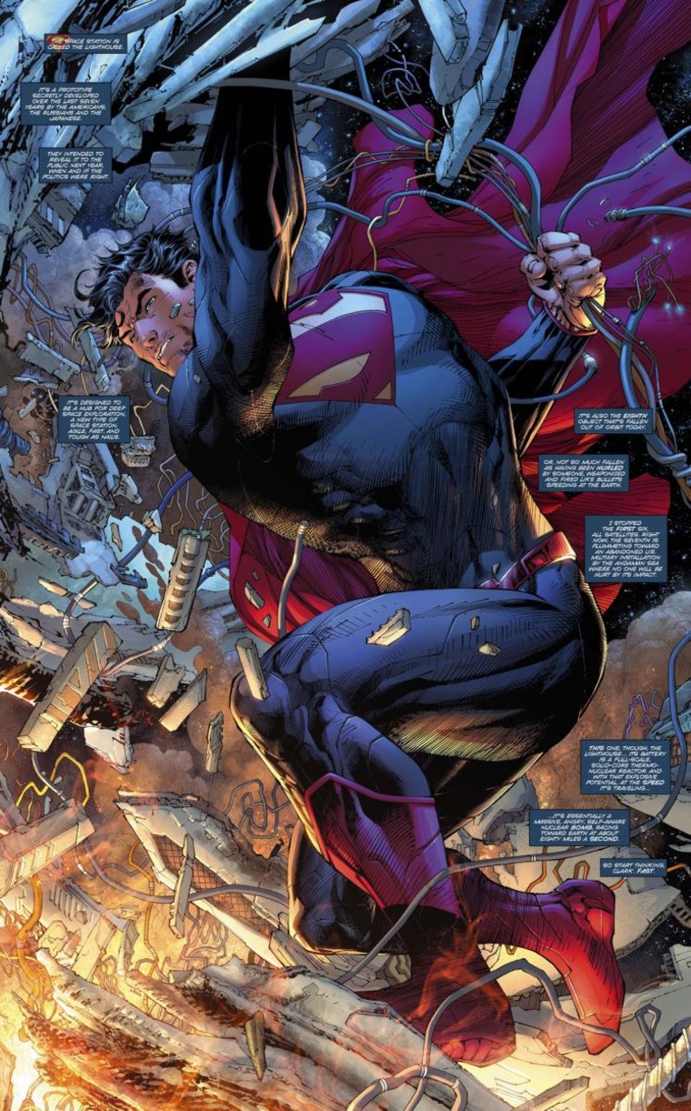 One side of the bonus poster that comes with the first issue of \"Superman Unchained.\"