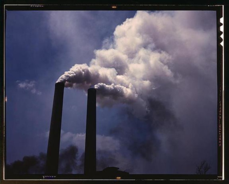 Sulfate-laden aerosols coming out of a U.S. smokestack in 1942.