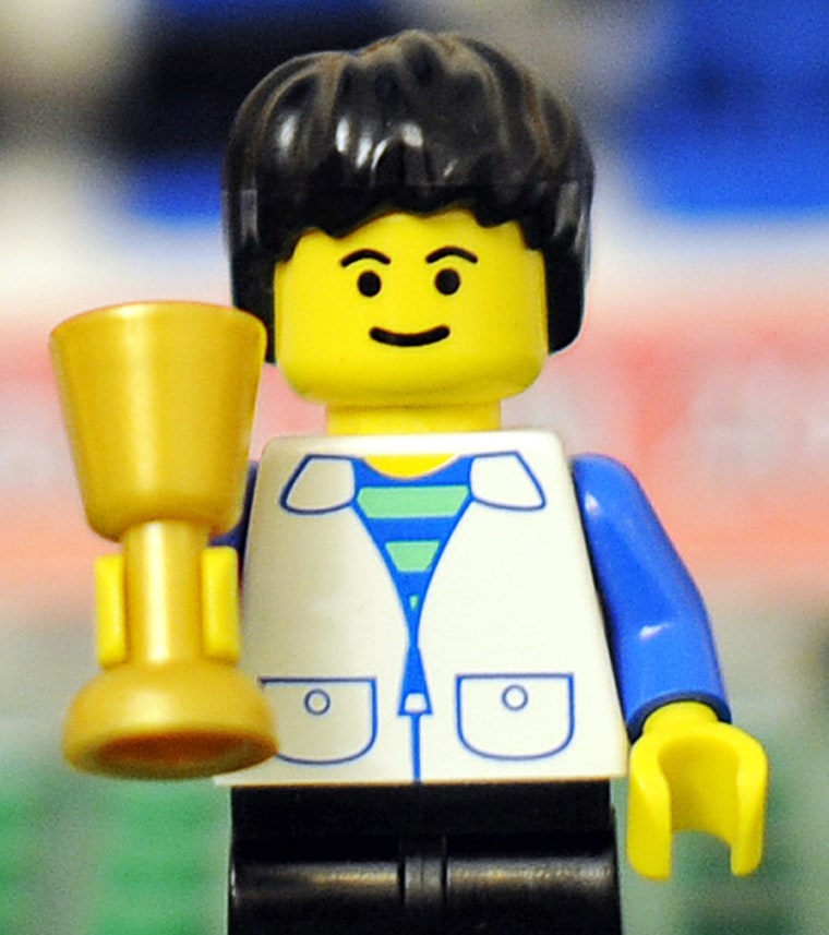 All Lego figurines, like this one representing Germany's head soccer coach Joachim Loew, wore smiles when they were first produced.