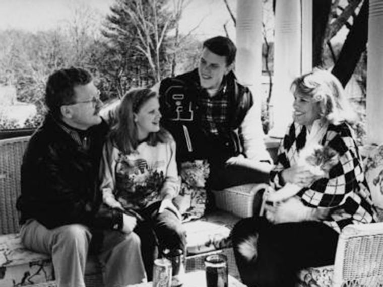 The Geist family in the early 1990s: Bill, Jody (holding the family cat), Willie, then 17, and Libby, 12.