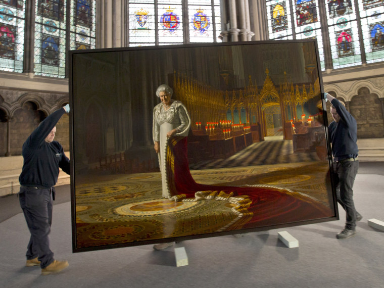 A portrait of the Queen by Ralph Heimans has been vandalized with spray paint whilst on display in Chapter House  at Westminster Abbey. The painting was unveiled in 2012 as part of the Diamond Jubilee celebrations.