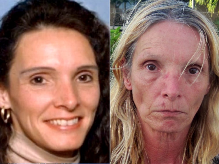 Brenda Heist 11 years ago (left) and in April upon resurfacing after 11 years missing.