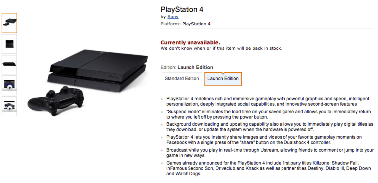 Amazon is already sold out of launch units of the PlayStation 4.