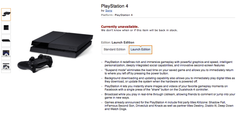 Playstation 4 sold out new arrivals