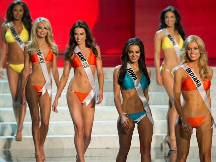 Contestants compete in a preliminary show for the Miss USA contest to be held in Las Vegas. The winner will be crowned June 16.