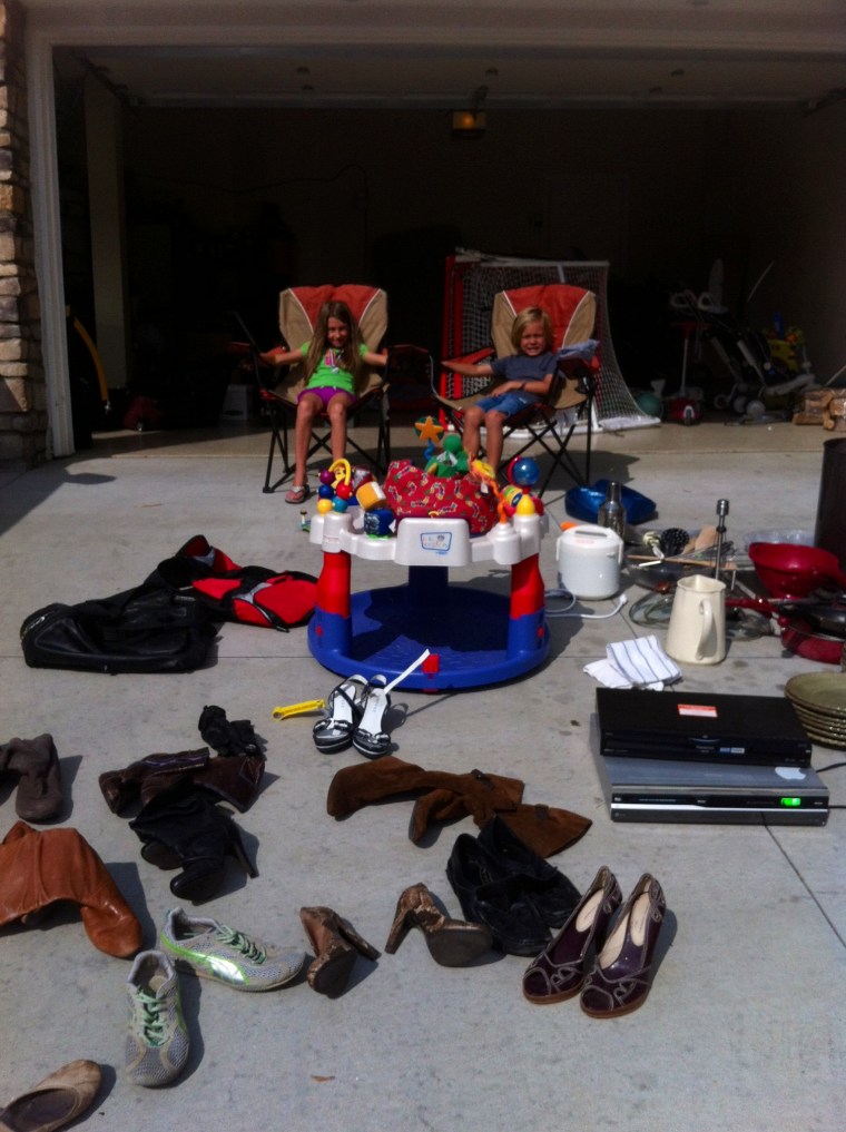 The  Cloutier family garage sale. Eric  Cloutier wanted his kids to participate because he wanted them to understand the process of selling stuff and helping people, his wife said.