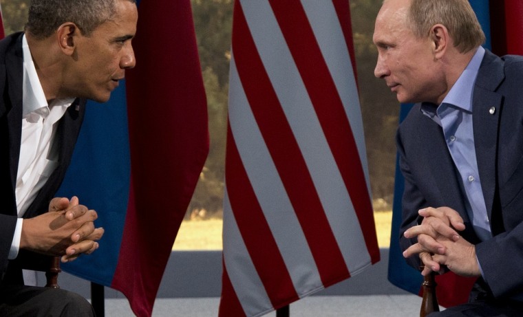 President Barack Obama meets with Russian President Vladimir Putin in Enniskillen, Northern Ireland, on Monday. The two leaders met privately to discuss security matters and a deal to reduce nuclear arms.