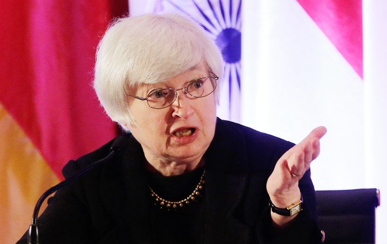 Janet Yellen, vice chair of the Board of Governors of the Federal Reserve System, answers a question from a participant at the International Monetary ...